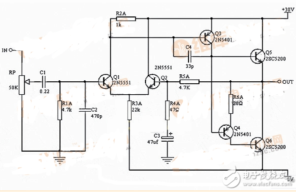 Simple audio power amplifier circuit schematics (six simple audio power amplifier circuits ...