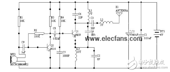 1000m wireless transmission circuit diagram (single tube oscillation C8050 ...