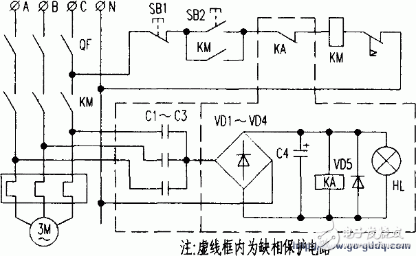 Three-phase motor phase loss protection circuit design working principle and precautions