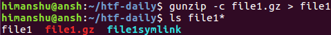 Linux gunzip command to parse gunzip to extract files