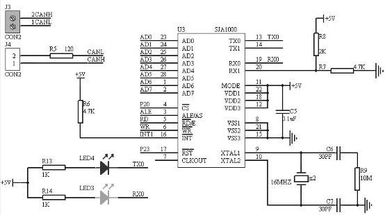 CAN bus communication typical circuit diagram (four CAN bus communication circuit schematics)