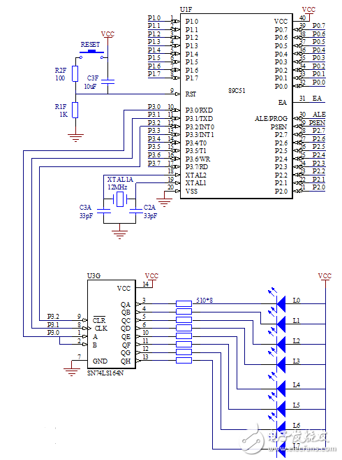 74ls164 and MCU serial and parallel conversion (string and \ string in and out)