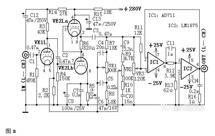 25W hybrid Hi-Fi amplifier with tone control function (four HI-FI power amplifier circuits)