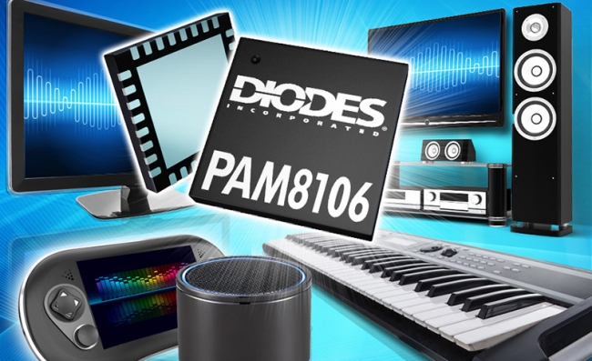 Diodes Introduces New PAM8106 10W Stereo Class D Audio Amplifier