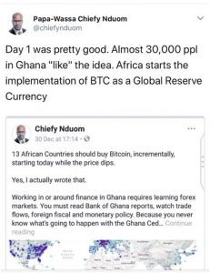 Vice President of African Holding Company called on the central bank to replace the US dollar with Bitcoin