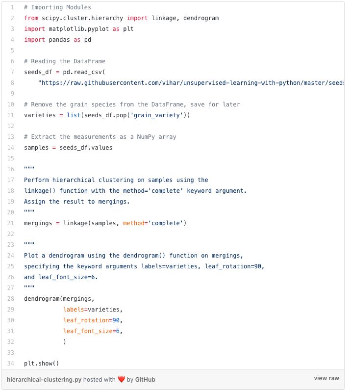 Several clustering algorithms for Python unsupervised learning include K-Means clustering, hierarchical clustering, etc.