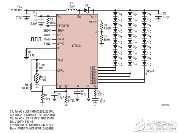 Five LED circuit designs