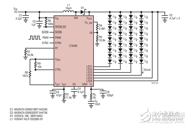 Five LED circuit designs