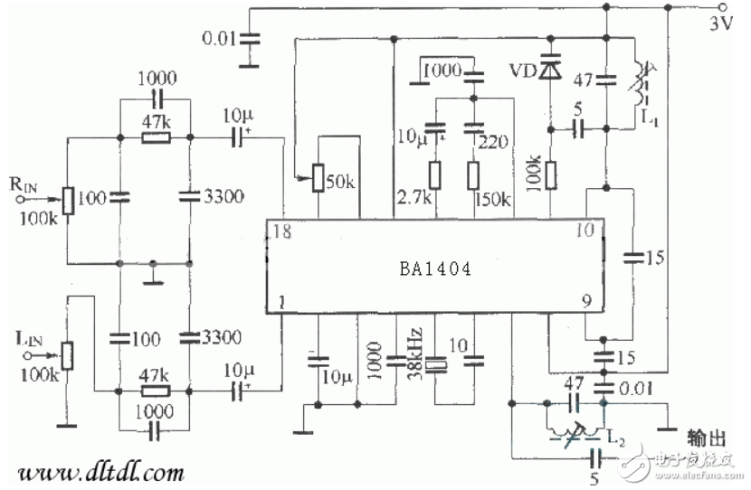 1000m small stereo FM transmitter circuit