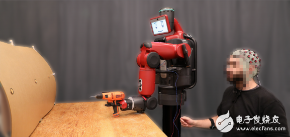 The robot can perform tasks through the brain waves of the operator and thinking commands