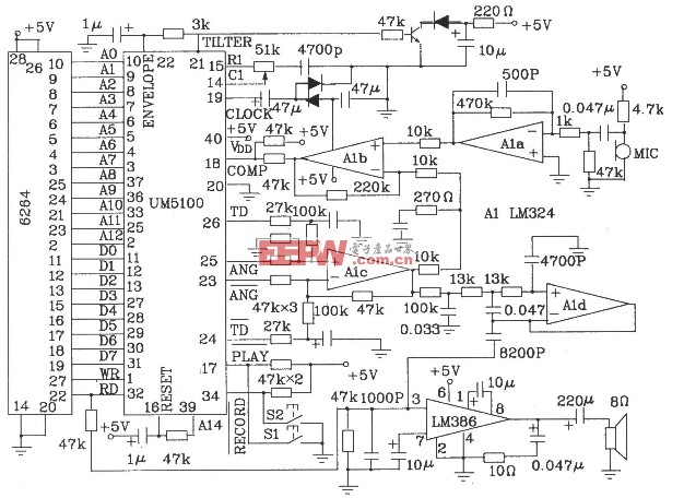 Features and circuits of UM5100 series speech synthesis chip