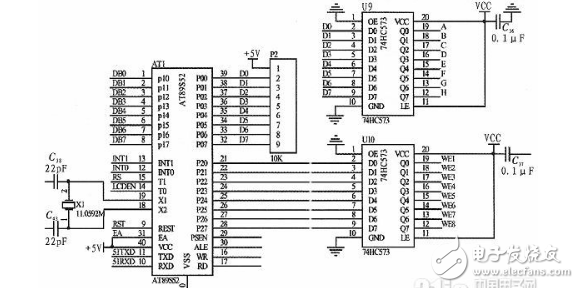 Analysis of 74hc573's role in application circuit 74hc573 drives digital tube dynamic scanning