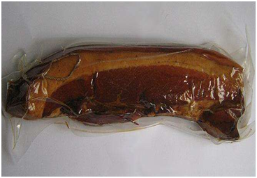 Bacon meat vacuum packaging for external oxygen barrier performance testing program