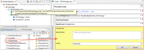 OTX-Studio creates a diagnostic sequence based on the OTX standard