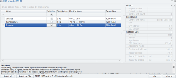 UDS protocol signal acquisition used by data recorder