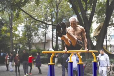 Grandpa is exercising