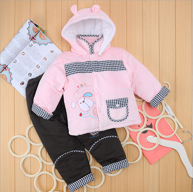 2015 autumn and winter new baby two-piece suit soft warm baby cotton suit baby cotton suit