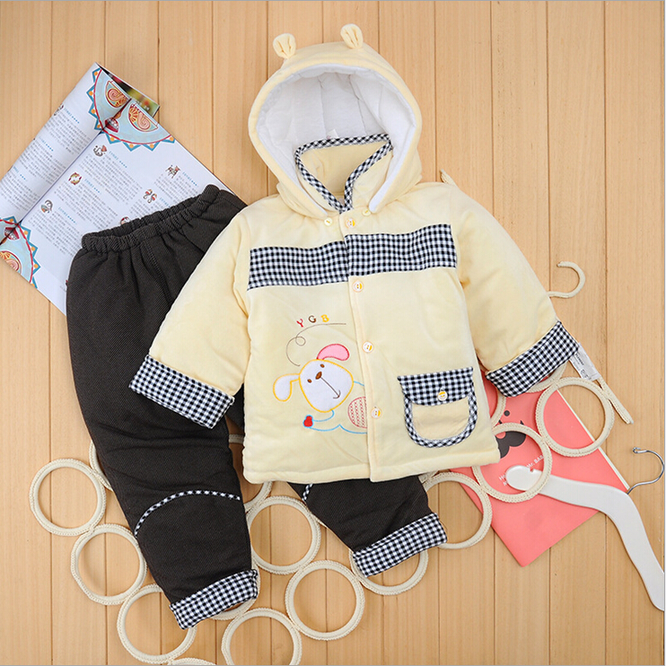 2015 autumn and winter new baby two-piece suit soft warm baby cotton suit baby cotton suit