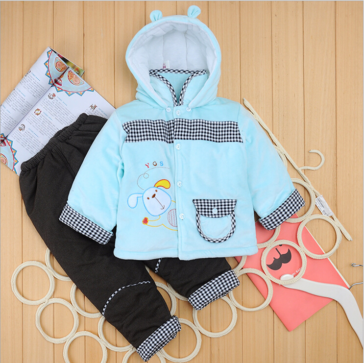 2015 autumn and winter new baby two-piece suit soft warm baby cotton suit baby cotton suit