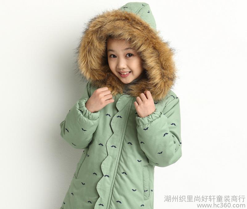 2014 new children's clothing 4-10 years old winter girls' cotton coats fashion fur collar cotton girls' long coats