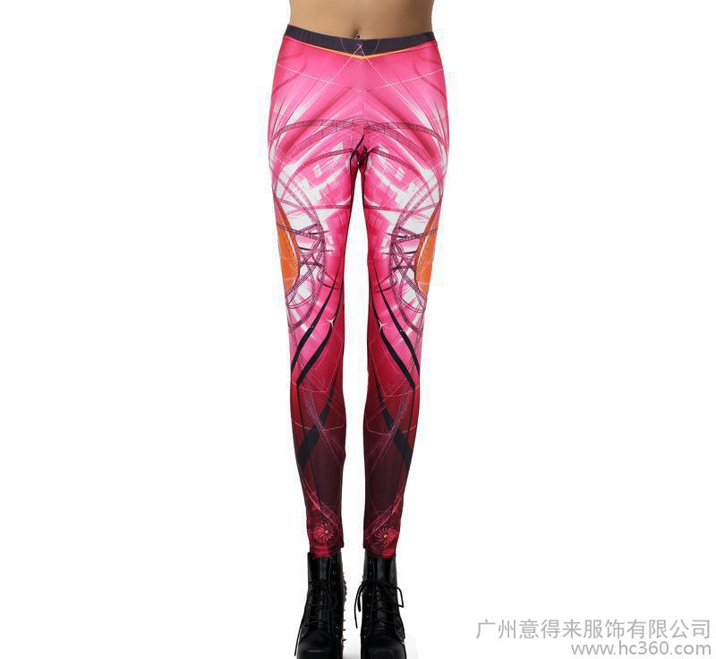 Europe and the United States new fashion elastic hip digital print leggings pencil pants women's pants KDK1324