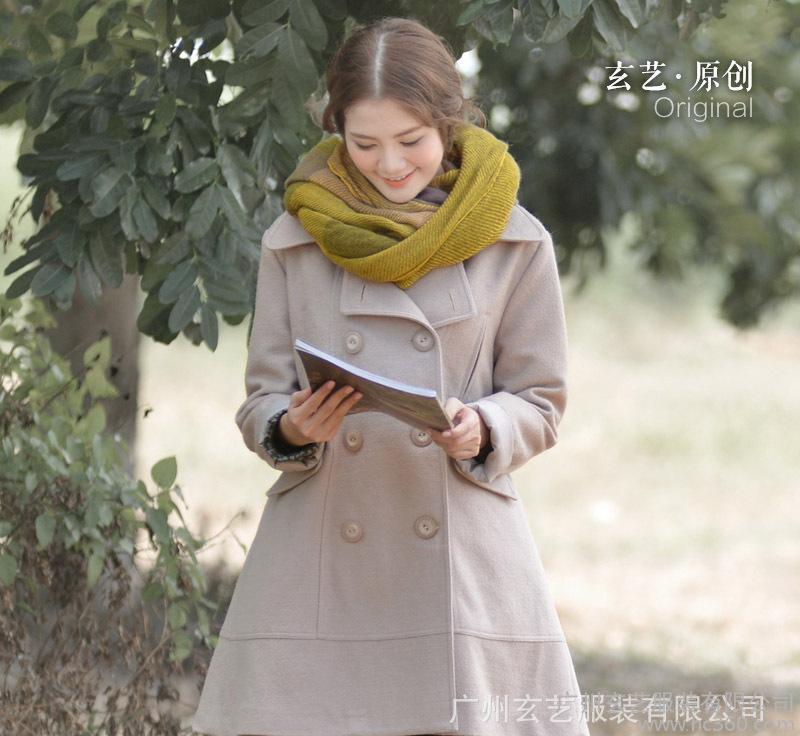 Xuan Yi original 2015 winter new women's jacket brand lapel double-breasted large size Korean version of wool
