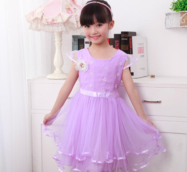 2015 children's clothing summer new Korean version of the big girls short-sleeved chiffon cotton princess dress student skirts factory direct