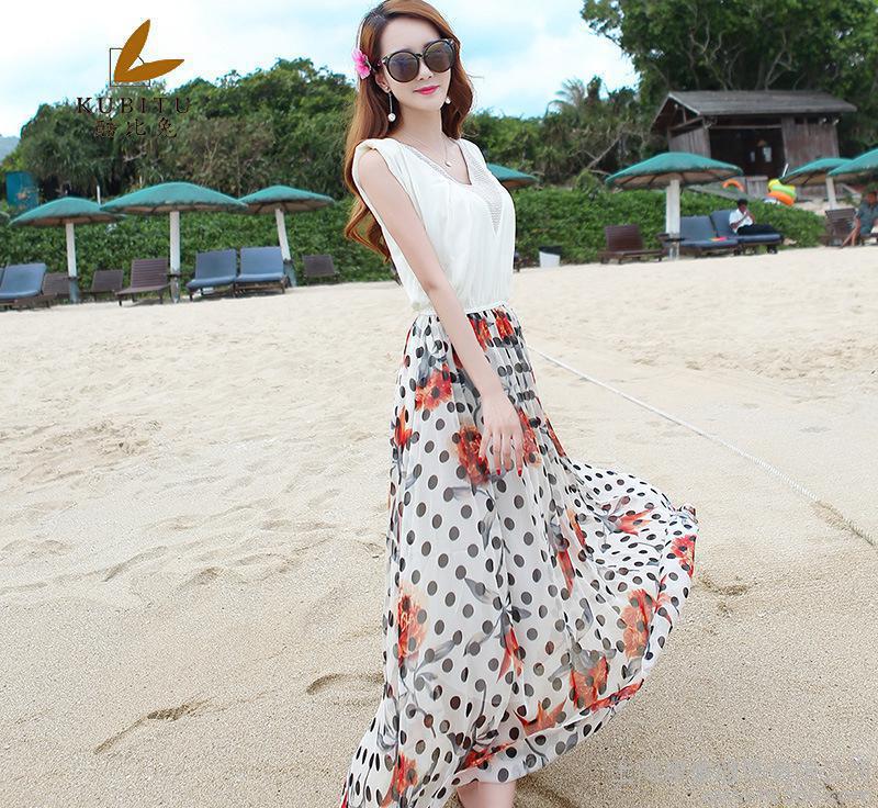 Cool than rabbit 5605 2015 summer new Korean version of the dress V-neck loose dress skirt head waist beach