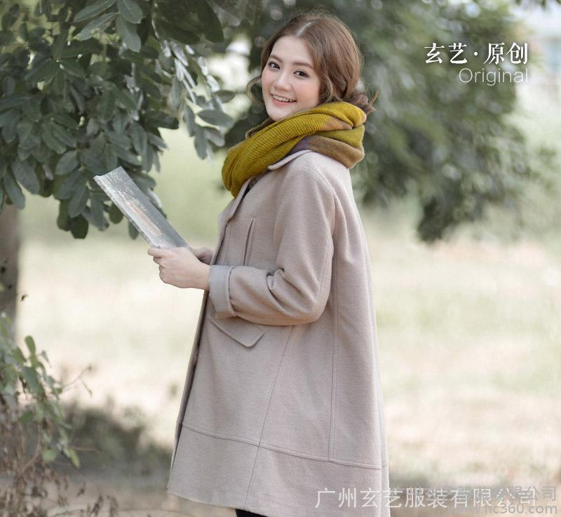 Xuan Yi original 2015 winter new women's jacket brand lapel double-breasted large size Korean version of wool