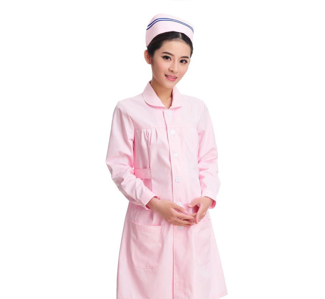 Nurse maternity dress pink long-sleeved female doctor clothes nurse pregnant women clothes white coat authentic
