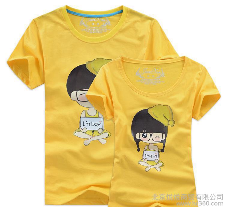 Direct sales new summer lovers wear couple short-sleeved t-shirt Korean cartoon cute half-sleeved men and women t-shirt