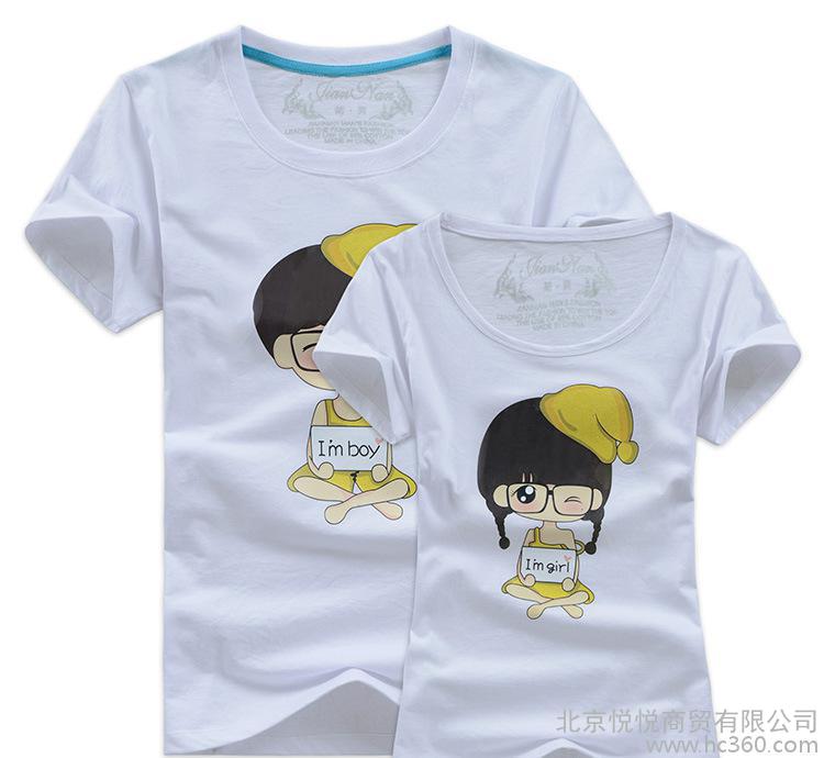 Direct sales new summer lovers wear couple short-sleeved t-shirt Korean cartoon cute half-sleeved men and women t-shirt