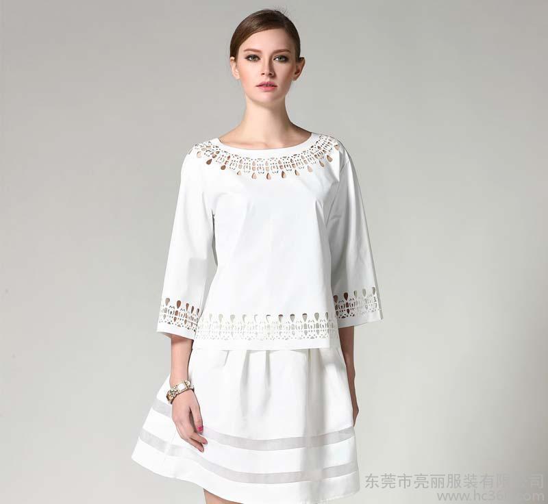 2014 European station summer new style star with the same paragraph seven-point sleeve small fresh sleeve skirt suit