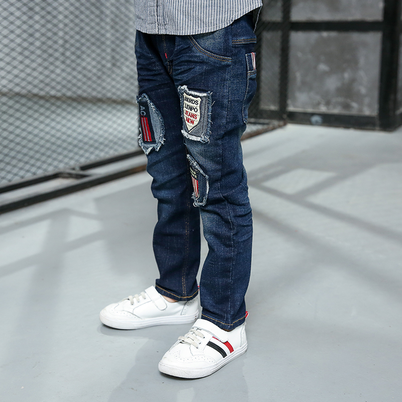 Boys denim trousers Slim spring and autumn 2016 new small and medium children fashion casual primary school students cotton feet tide
