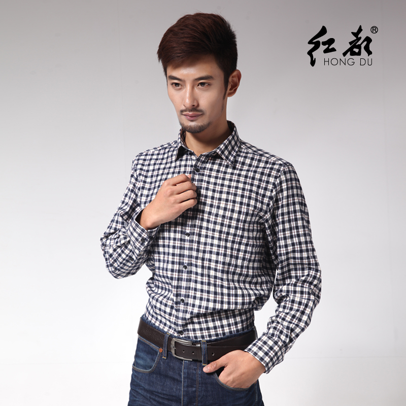 Supply red authentic spring and autumn shirt warm shirt men's long-sleeved shirt