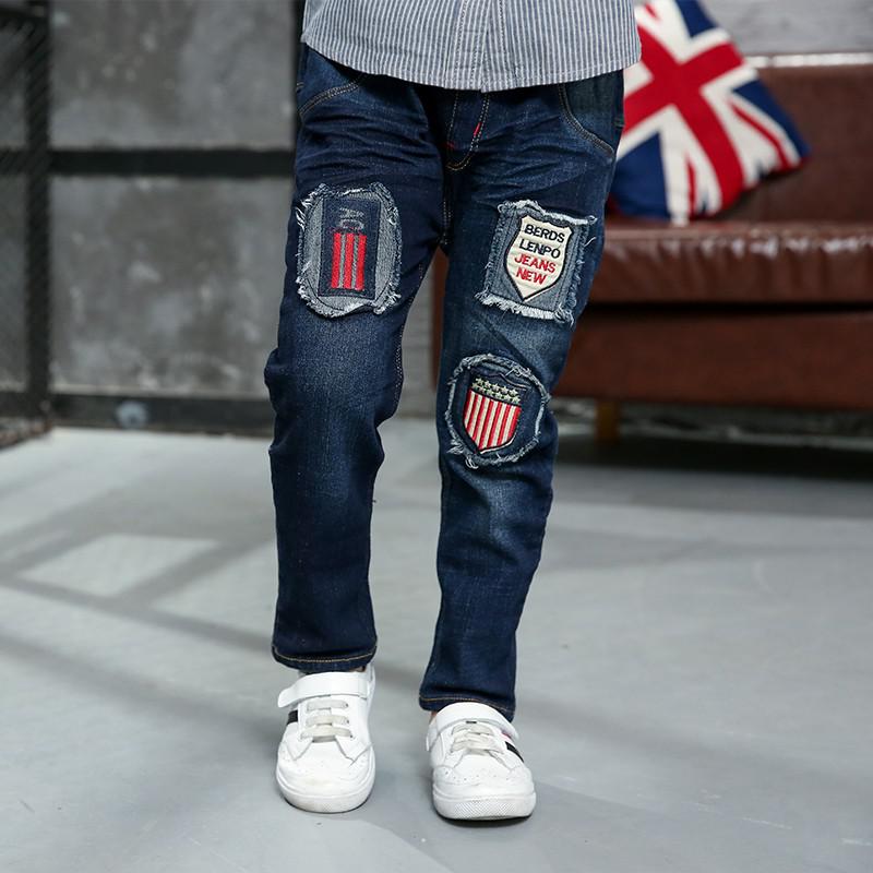 Boys denim trousers Slim spring and autumn 2016 new small and medium children fashion casual primary school students cotton feet tide
