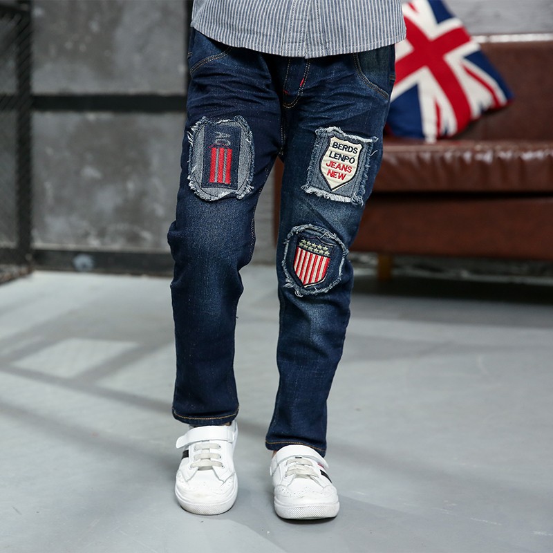 Boys denim trousers Slim spring and autumn 2016 new small and medium children fashion casual primary school students cotton feet tide
