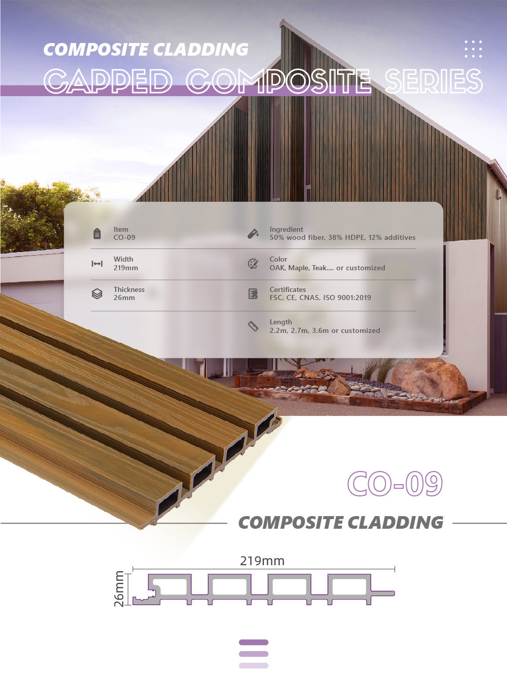 WPC Cladding/Wooden Design Wall Panels/Quick Installation Wall Panel WPC Cladding/Wooden Design Wall Panels/Quick Installation Wall Panel