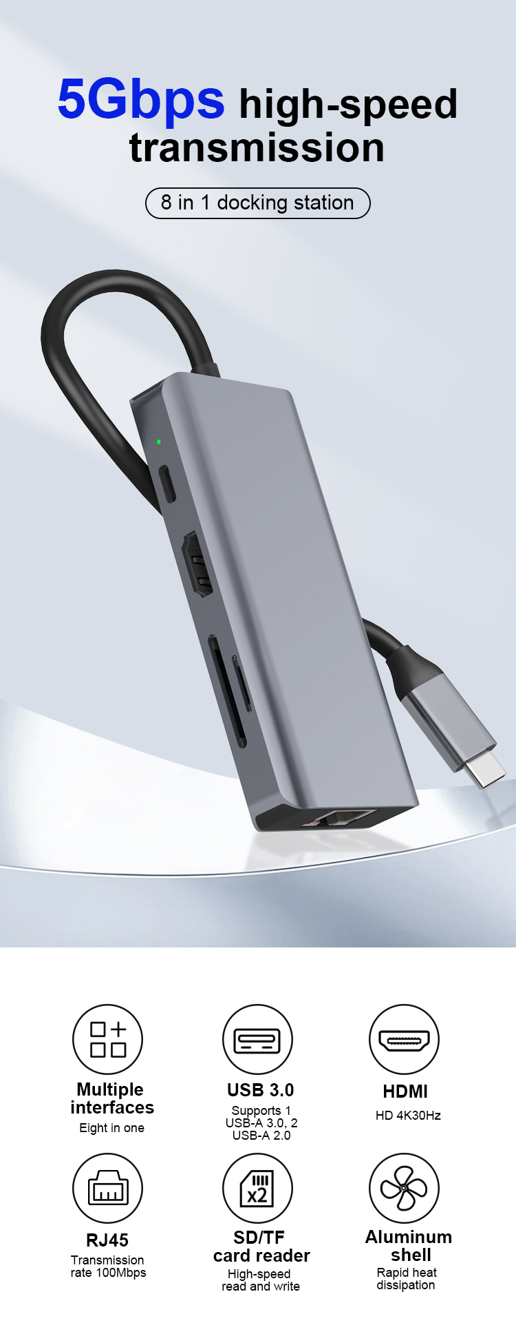 8-in-1 USB C Hub Docking Station Hub Adapter 8-in-1 USB C Hub Docking Station Hub Adapter