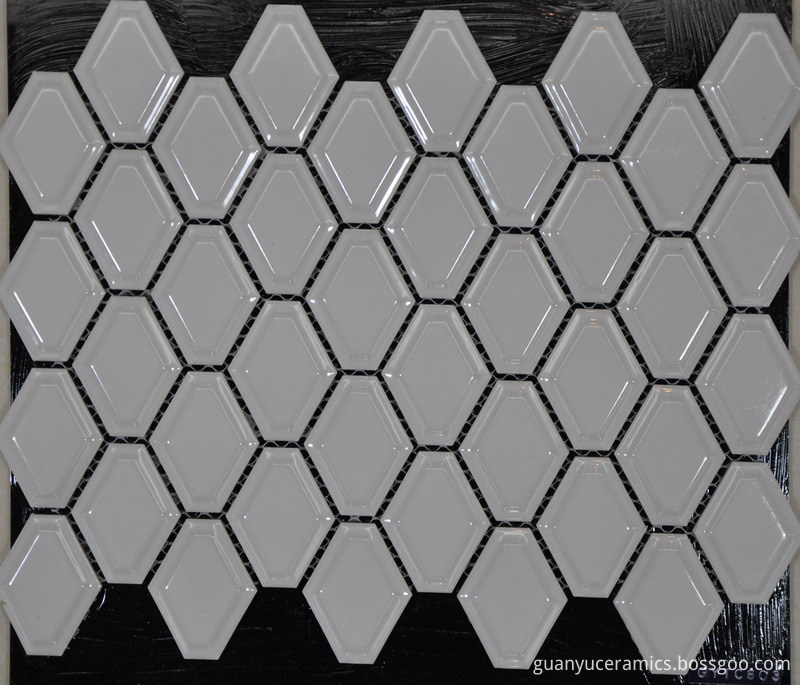 White Convex Hexagon Porcelain Mosaic