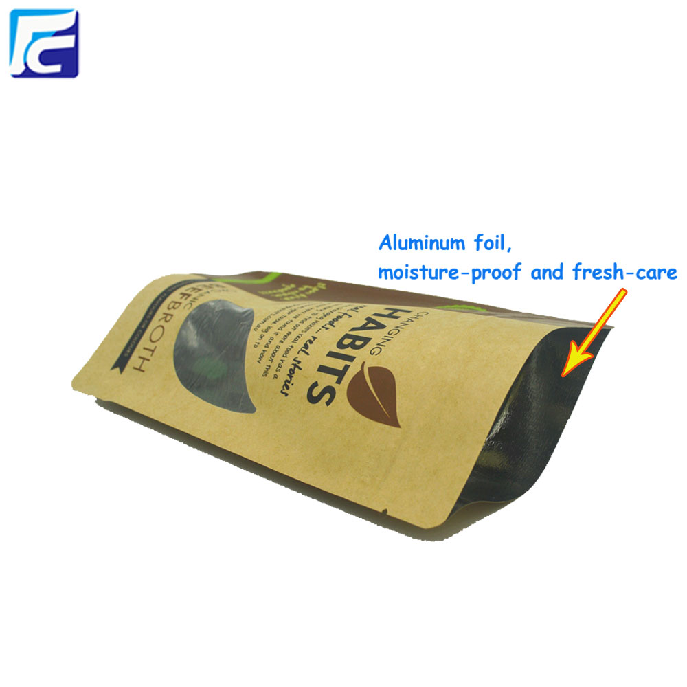 Sacchetti in carta Kraft con chiusura a zip Foil Ziplock Kraft Paper Pouches
