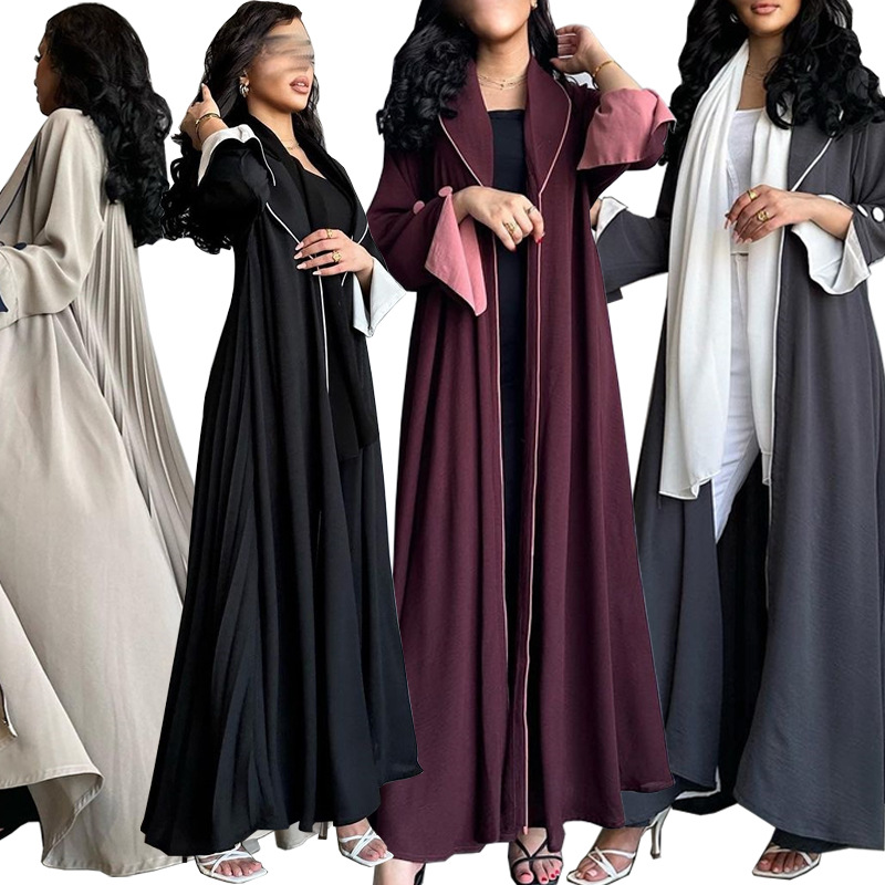 Elegant Open Front Abaya Dress (2) Elegant Open Front Abaya Dress