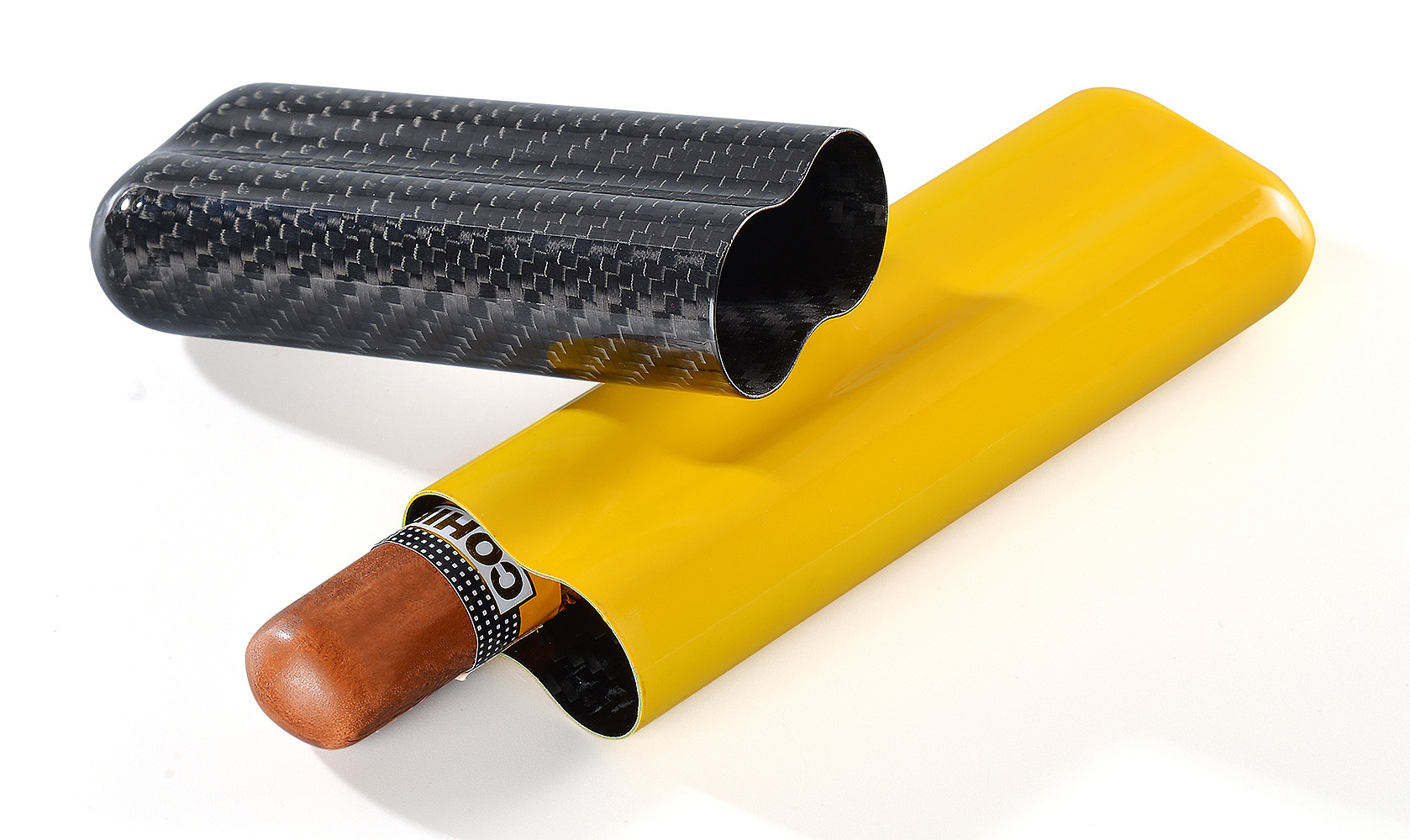Yellow carbon fiber cigar case