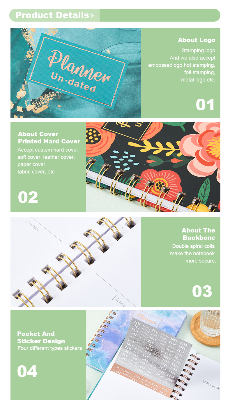 hardcover undated Spiral planner14 hardcover undated Spiral planner14