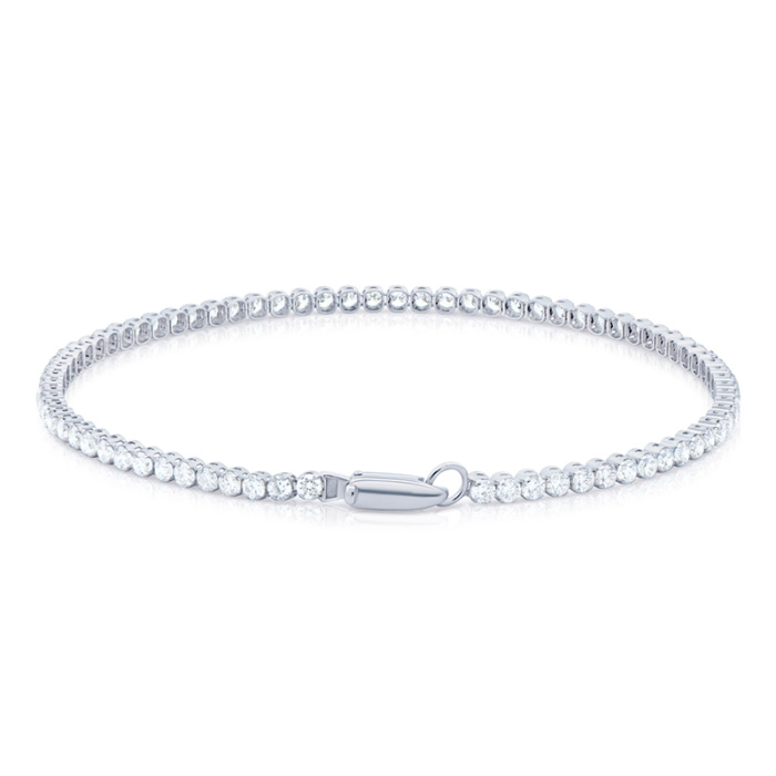 FLB-011 round lab diamond bracelet side view with hook clasp and end ring