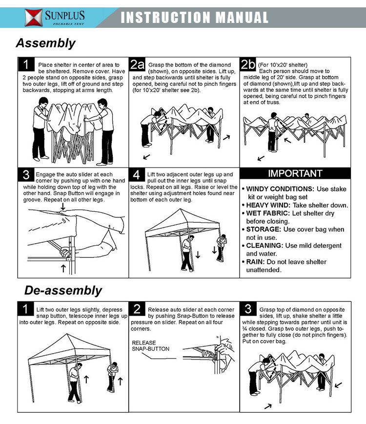 Manual de instalação de gazebo dobrável Folding Gazebo Installation Manual