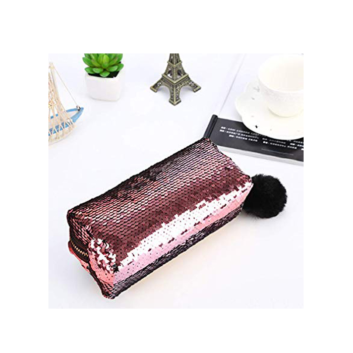 Sequin Pink And Gold Pencil Case 4 Sequin Pink And Gold Pencil Case 4