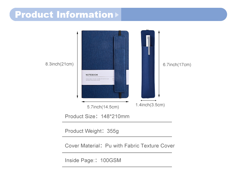Pu fabric texture cover notebook with pen holder10 Pu fabric texture cover notebook with pen holder10