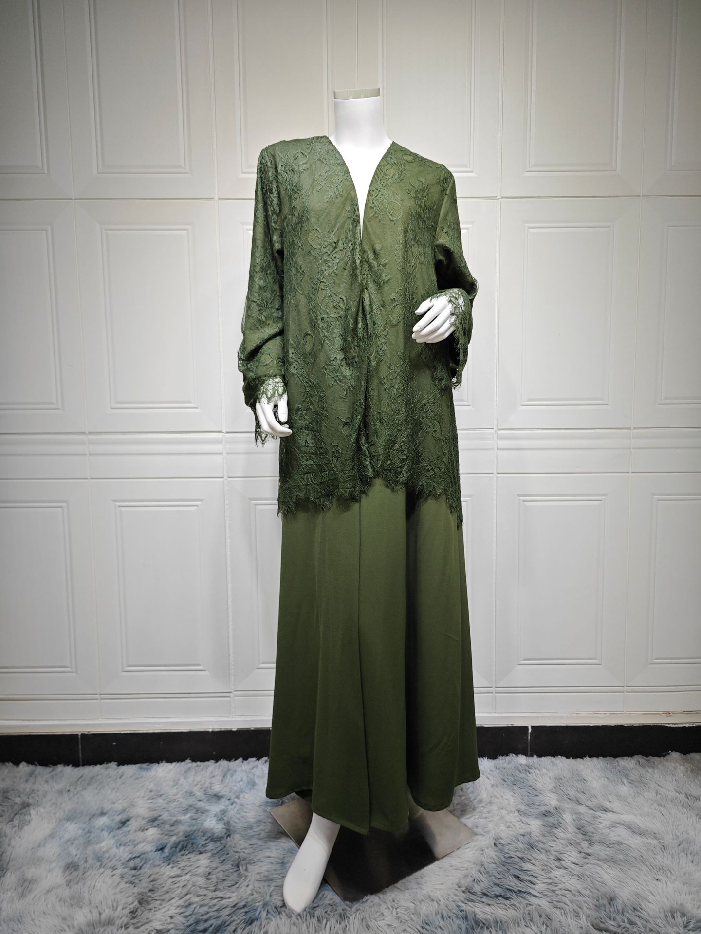 Lace Abaya Cardigan MQ281 (2) Lace Abaya Cardigan MQ281 (2)
