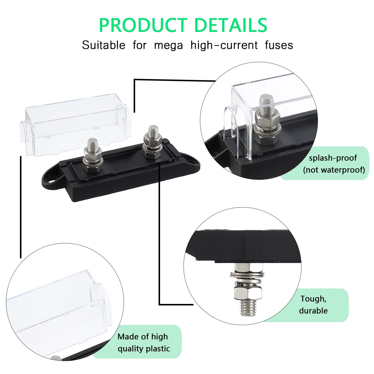 modular high-current MEGA fuse holder side view modular high-current MEGA fuse holder side view